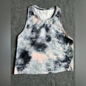 Athleta Top Activewear Women's Gray Black Tie‎ Dye Sleeveless Top Size L